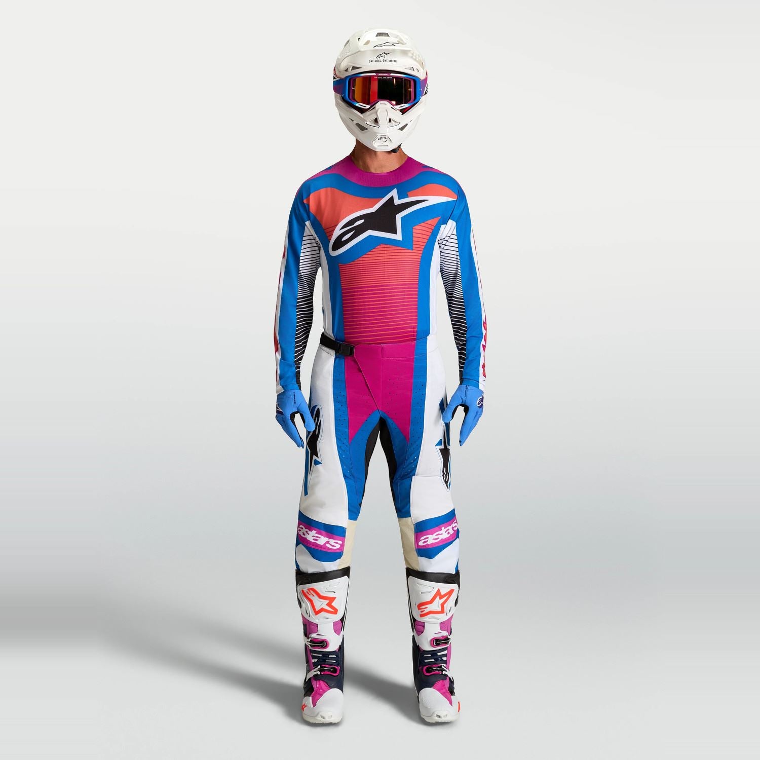 Alpinestars 2027 Techstar Maven MX Combo Kit White Hot Coral Blithe Blue